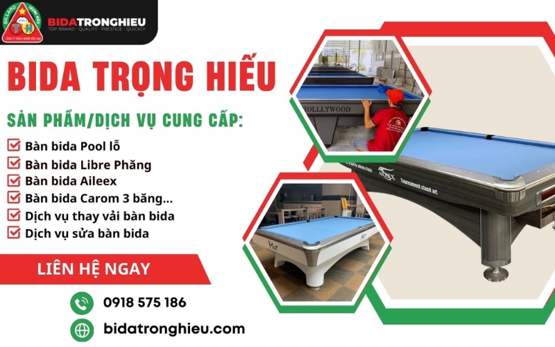 đơn vị cung cấp bàn bida Trọng Hiếu